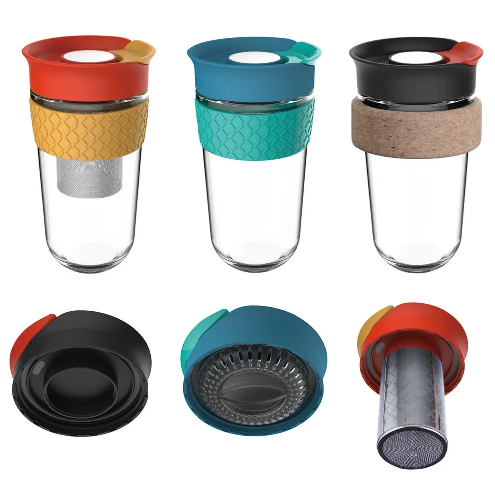 12oz 18oz Reusable Glass Coffee Cup With Sleeve And Lid Buy Coffee