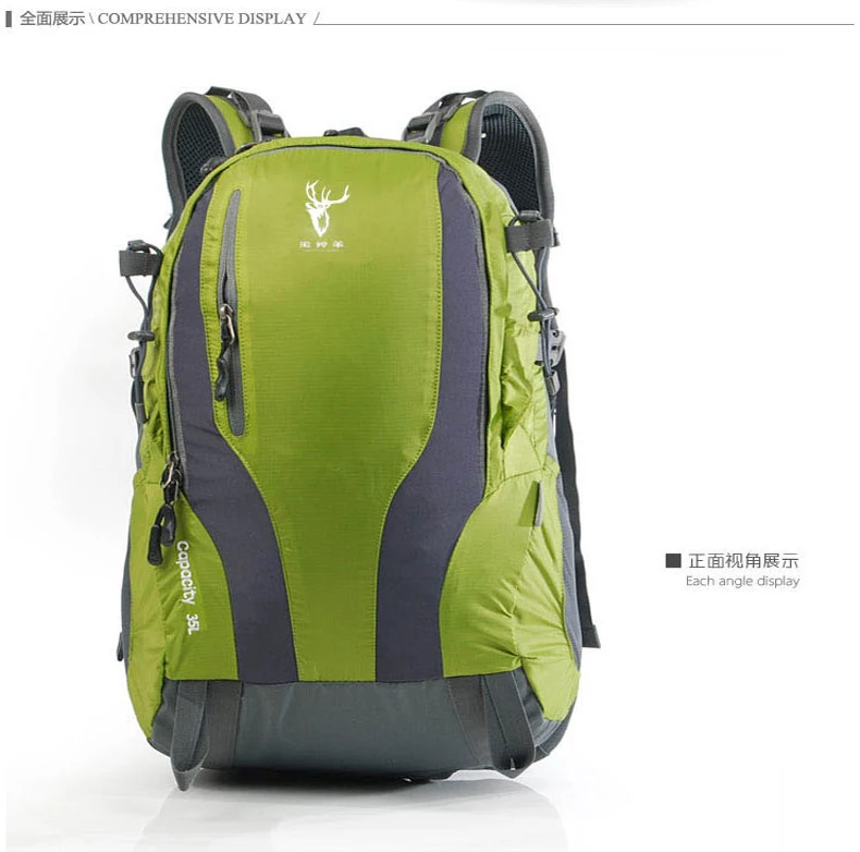 Color : Blue Green Orange Red) Large Capacity College Student Leisure Travel Bag(Blue 35LOutdoor Travel Backpack Pink
