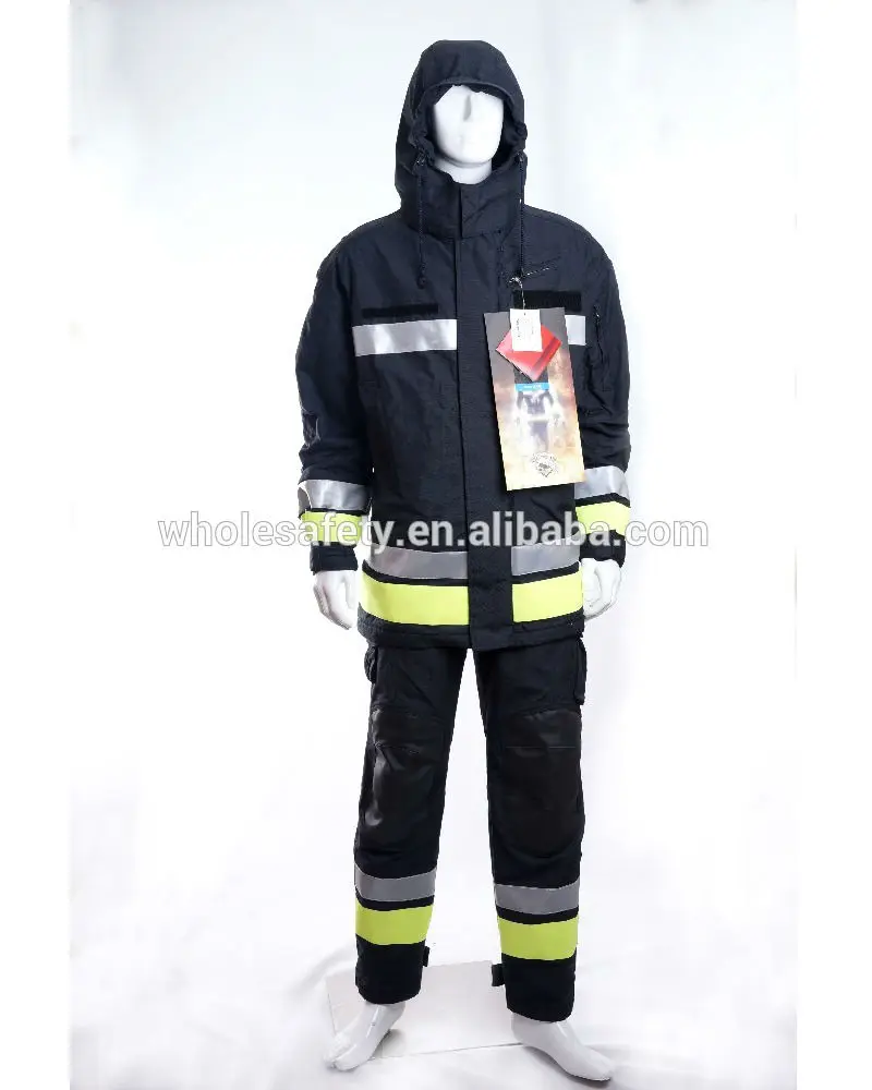 
Navy blue Flame Retardant visibility fireman suit, firefighter protective clothing 