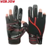 2018 New Top Quality Outdoor Leather 3 half Finger Fishing Gloves fishing equipment glove with full silicone grip palm