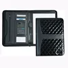 Custom office supply executive zipped leather portfolio folder with calculator