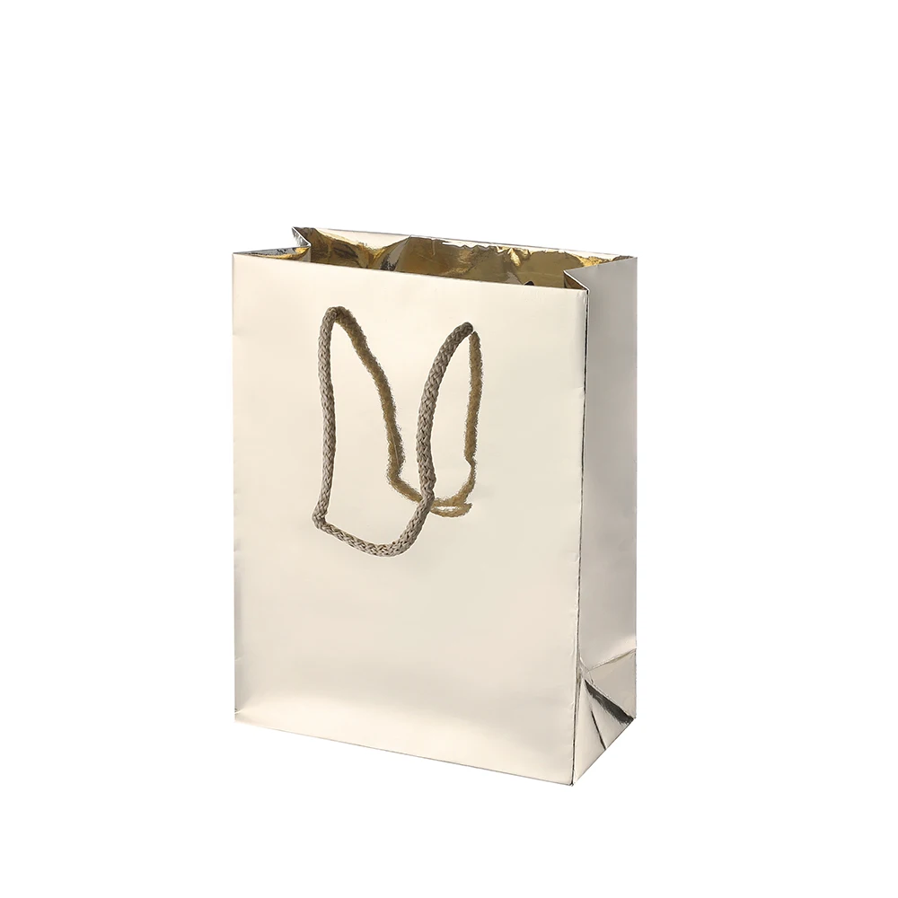 Eco-friendly Promotion Blue Customized Design Packing Laser Film Paper Gift Bag With Custom Logo