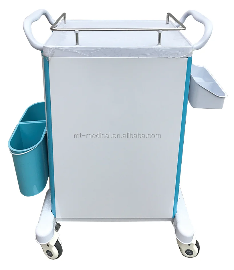 High quality ABS plastic multifunction emergency medical trolley with four castors
