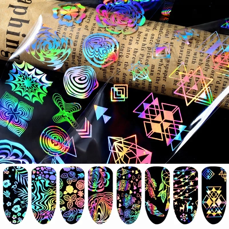 2019 3d Holographic Nail Stickers Metallic Nail Art Transfer Foil - Buy