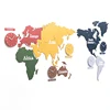 Mandelda Silent Large MDF Wood Decoration Vintage Fashion World Map Wall Clock Watch 1.37m World Time Google Map Clock Customize