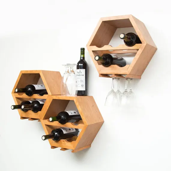 Glass Holding Brackets Attached To Wine Racks Hexagon Wine Rack Buy