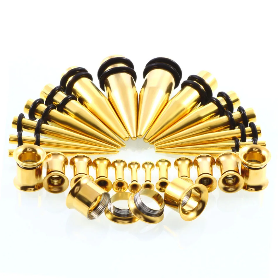 6 Styles Stainless Steel Ear Taper Kit 14g00g Ear Stretching Set With Plugs Tunnels Earring