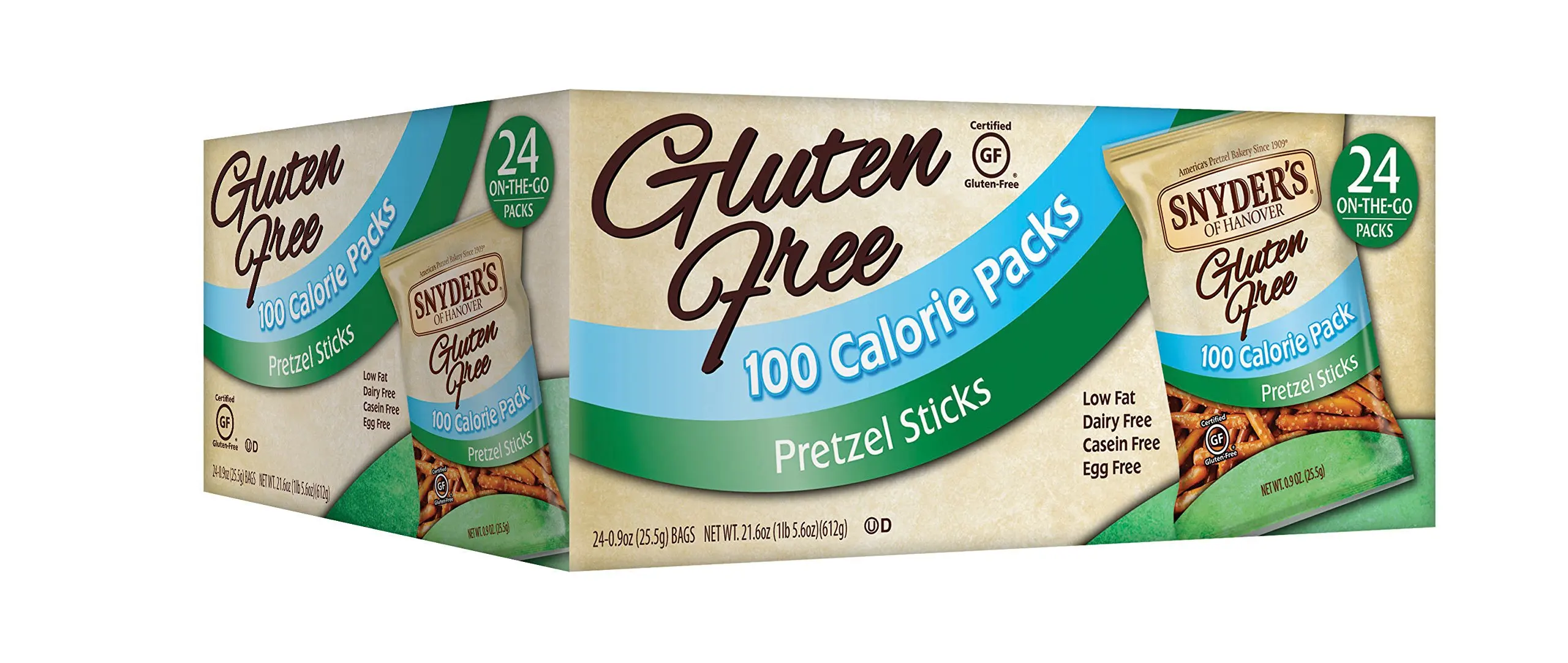 Snyder's of Hanover Gluten Free Pretzel Sticks 100 Calorie Packs, 24 Count