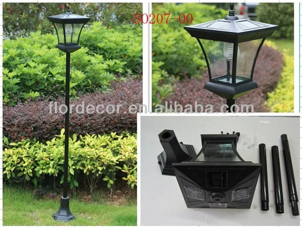 Garden Solar Powered Lamp Post Light With 6pcs Bright Led