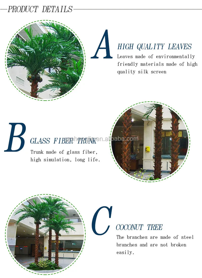 Factory Supplier Large Plastic Preserved Palm Tree With Artificial Palm
