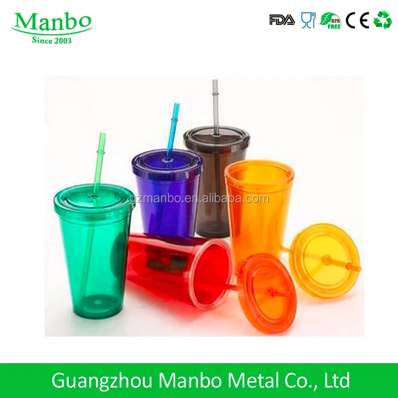 16oz Bpa Free Double Wall Hard Plastic Cup With Straw And Lid Buy Plastic Cup With Straw,16oz