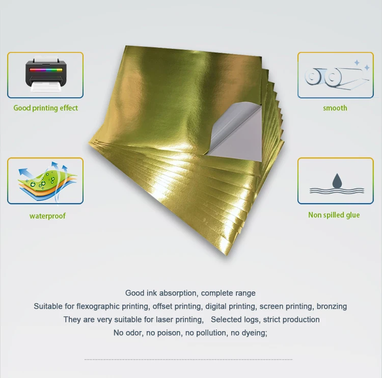 80gsm Gold Aluminum Foil Self Adhesive Metal Paper Sheet Buy A4