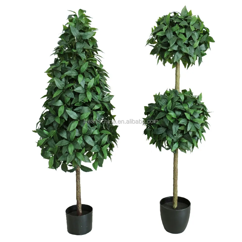 Big Artificial Bay Tree With Wood Trunk 180cm Bay Tree Topiary Fake