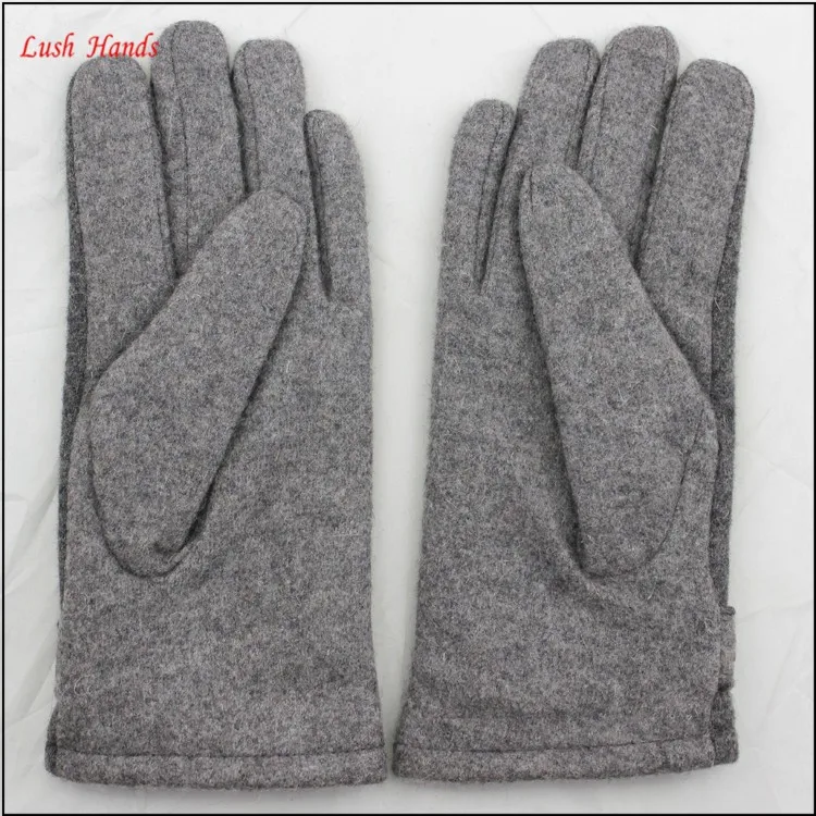 ladies fashion grey woolen hand gloves women with belt