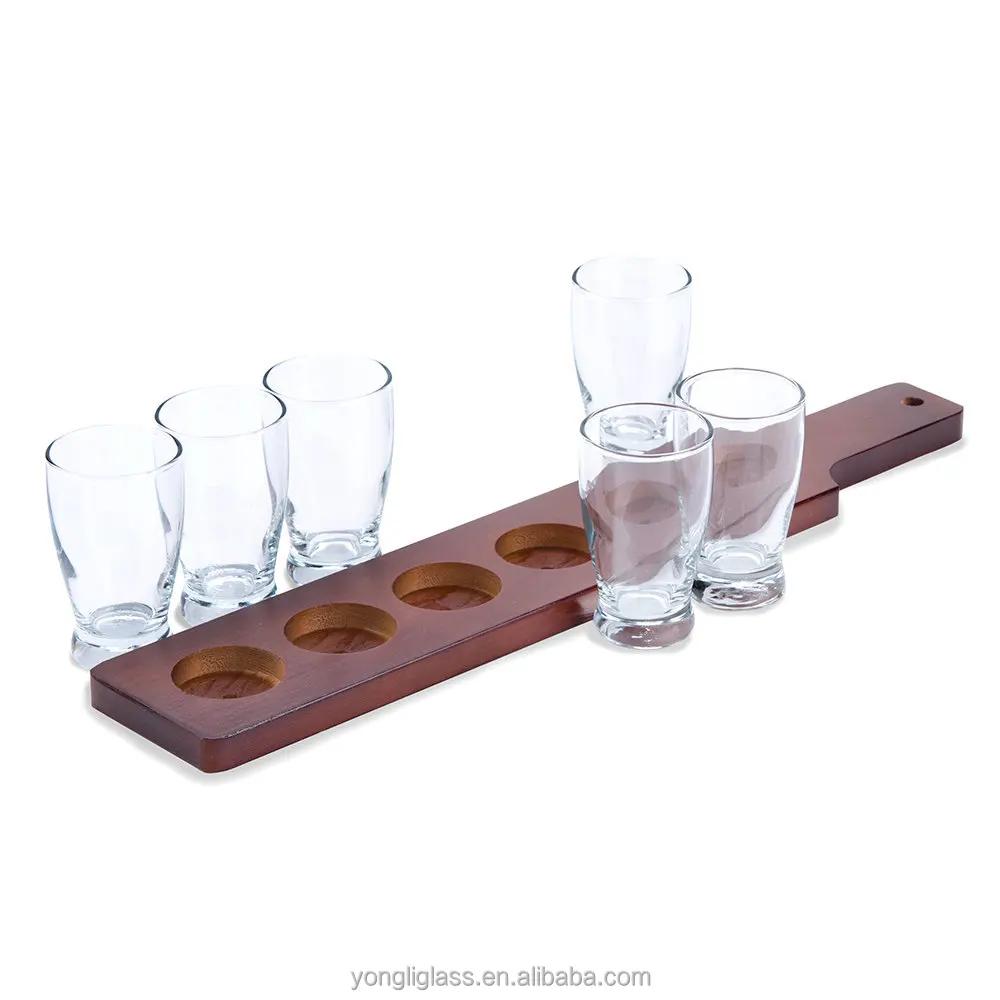 Personalized Beer Flight Sampler Paddle, wine glass set with woodden paddles