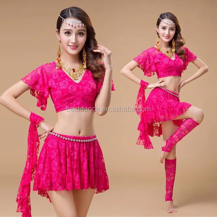 Bestdance Sexy Belly Dance Costume Lace Top And Skirts Dress Yoga