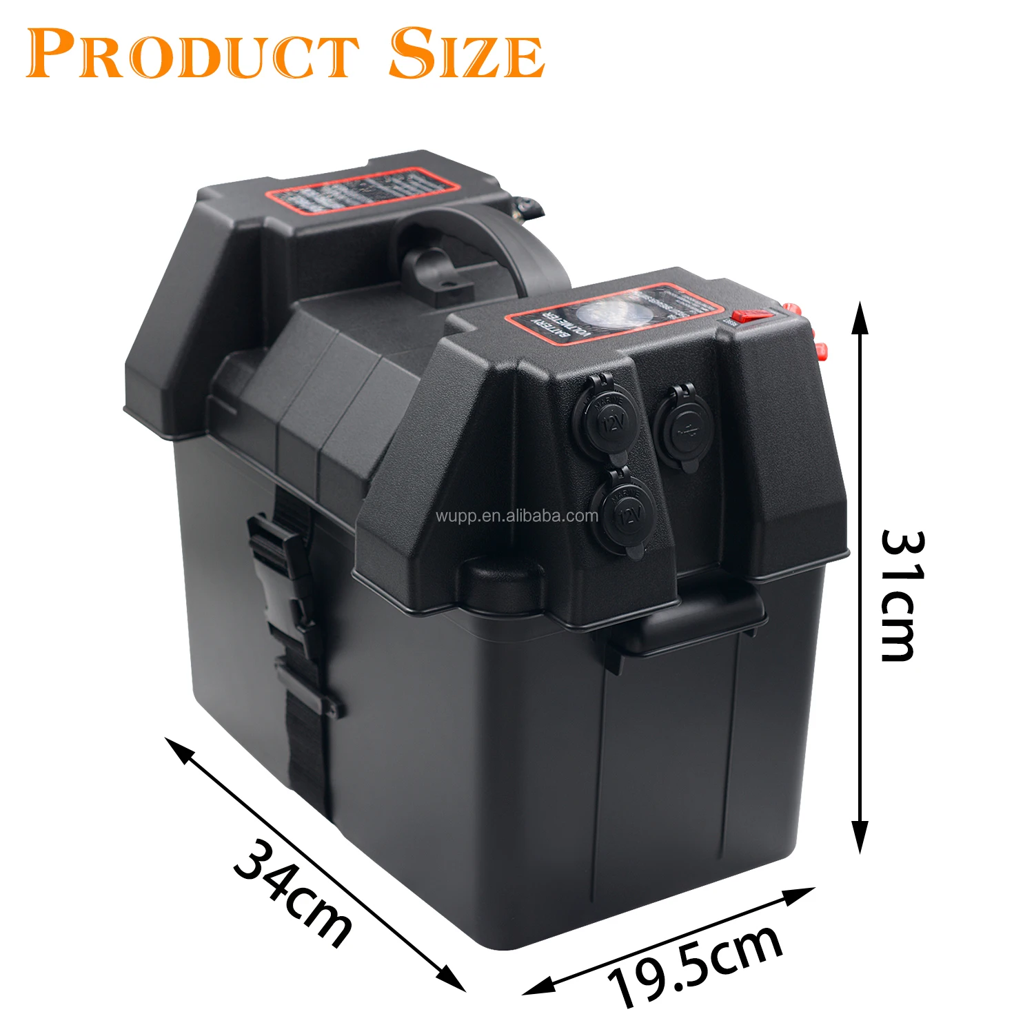 Waterproof 12v 24v Portable Marine Battery Storage Box With Usb Charger