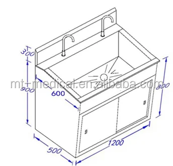 Knee Controller Surgical 304 Stainless Steel Sink In Lower board 2 Seaters