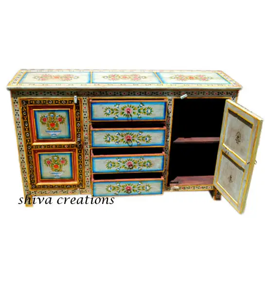 Hand Painted Indian Sideboard (painted Living Room Furniture) Buy Hand Painted Indian