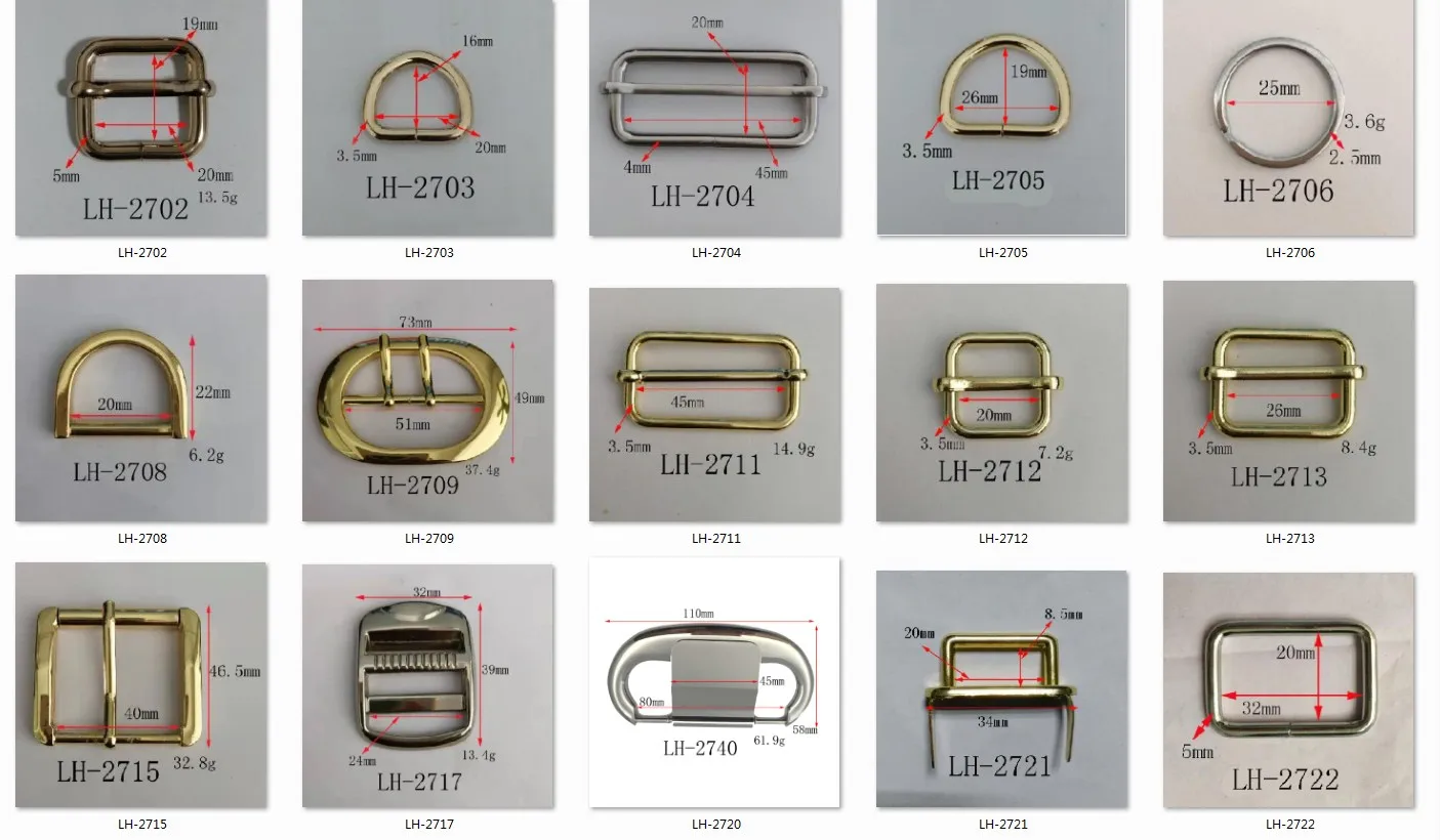 Custom metal handbag adjuster U shape D Ring ornament screw metal shackle hardware accessories for Women's Handbag and harness