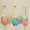 Wholesale Handmade Easter Decoration Crochet Flower Pattern Hanging Easter Eggs