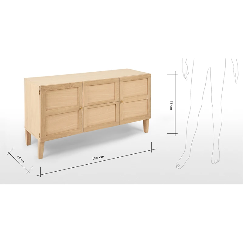 3 Doors style unfinished shaker sideboard wholesale