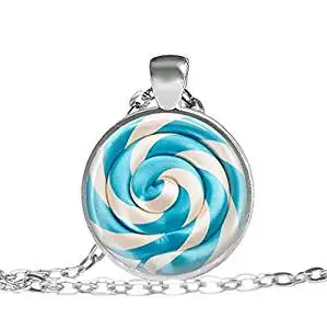 Lollipop Necklace Cute Lollipop Pendant Kawaii candy jewelry, Blueberry Blue Lollipop Candy Necklace, Cute lollipop Pendant Lollipop Jewelry