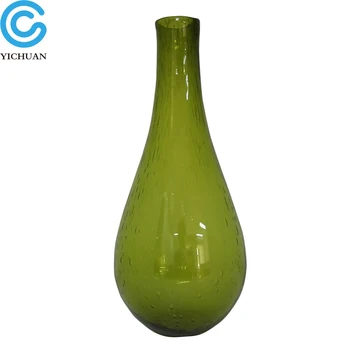 Mouth Antique Blown Green Glass Vase With Thin Neck Buy Blown