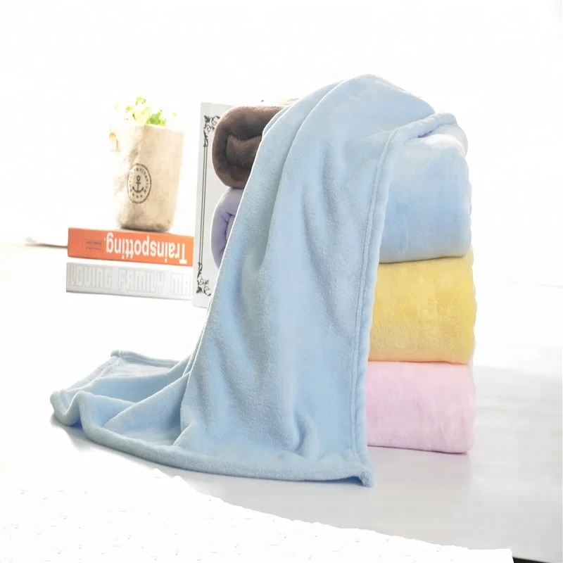 Customized Solid Throw Soft Plush Solid Portable Fleece Baby Flannel
