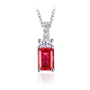 Modern 4.1ct Emerald Cut Red Created Ruby Pendant 925 Sterling Silver From JewelryPalace