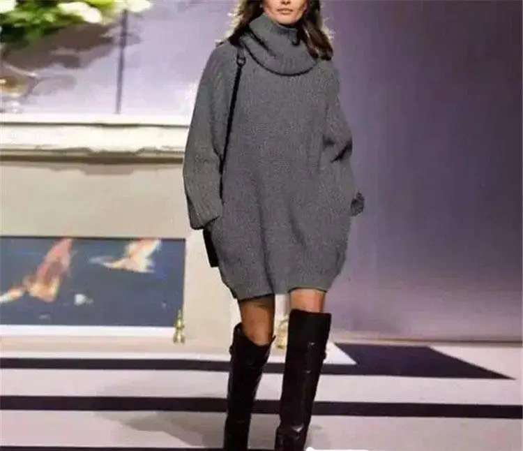Oversize Long Style Sweater Dress Women ...