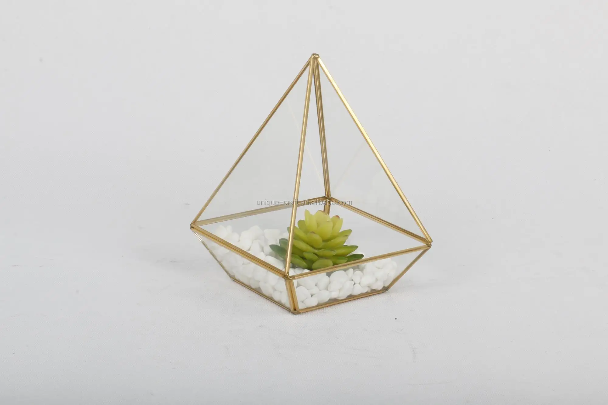 Hanging Glass Pyramid Terrarium Gold Geometric Pots for Succulent Air Plants