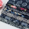 Chinese ethnic style retro cotton linen blend batik printed floral fabric for clothes
