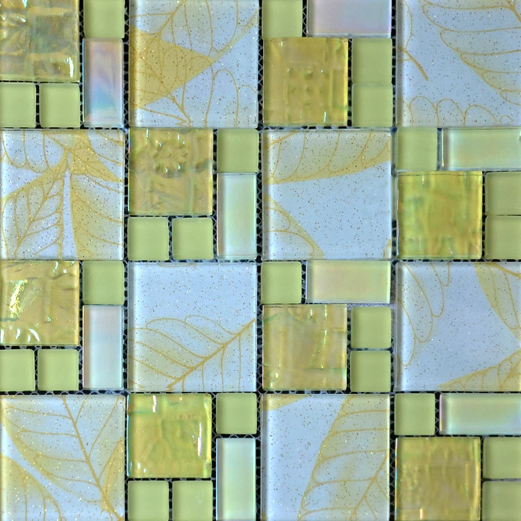 Hsjp10 Mosaic Glass Tile/yellow Mosaic Tile/glitter Crystal Glass