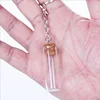 Small Glass Bottle With Key Chain Eye Hook Mini Cork Wishing Bottle