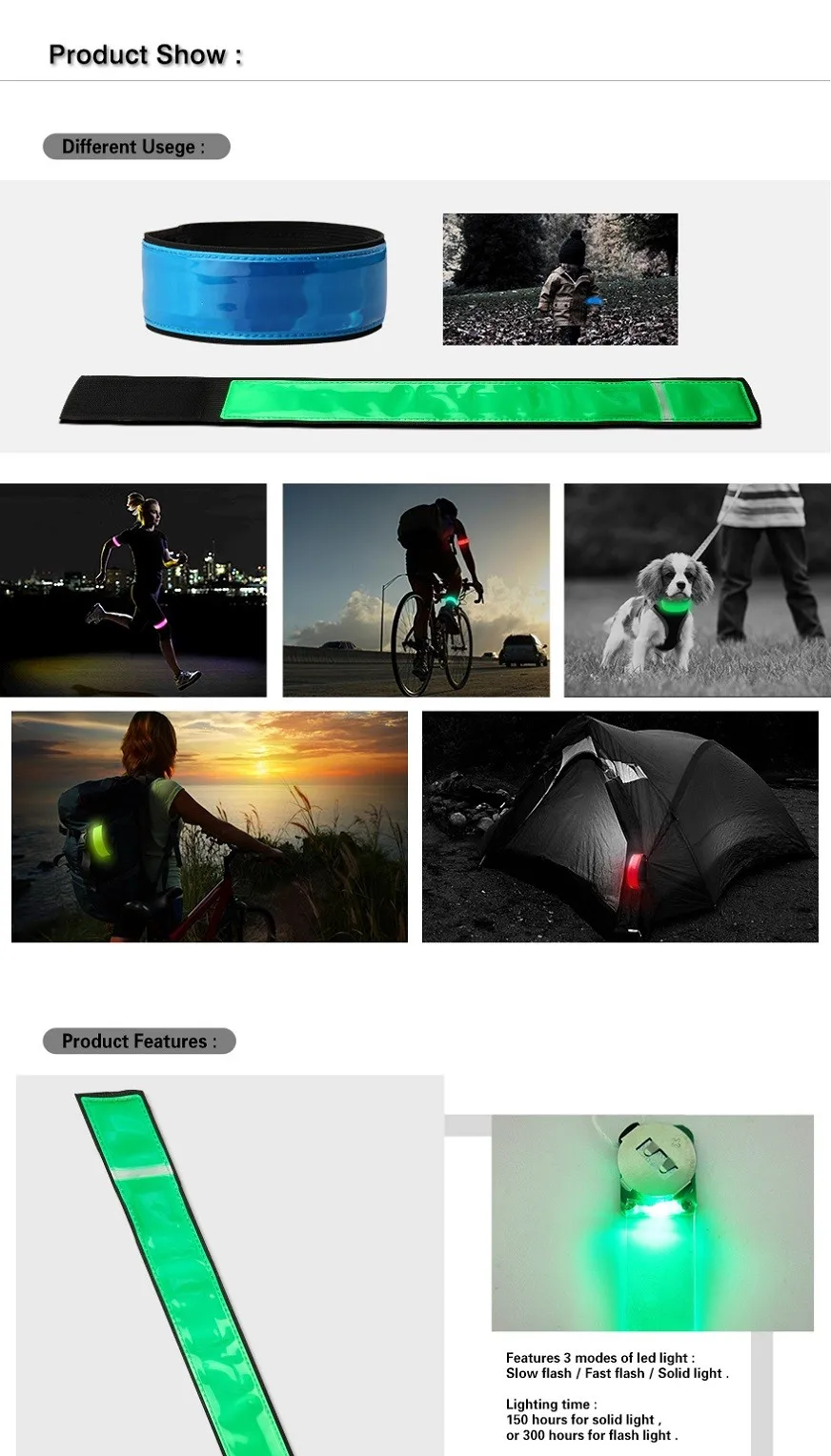 Led Safety Light Up Led Sport Band Glow Light Led Arm Band Led Running