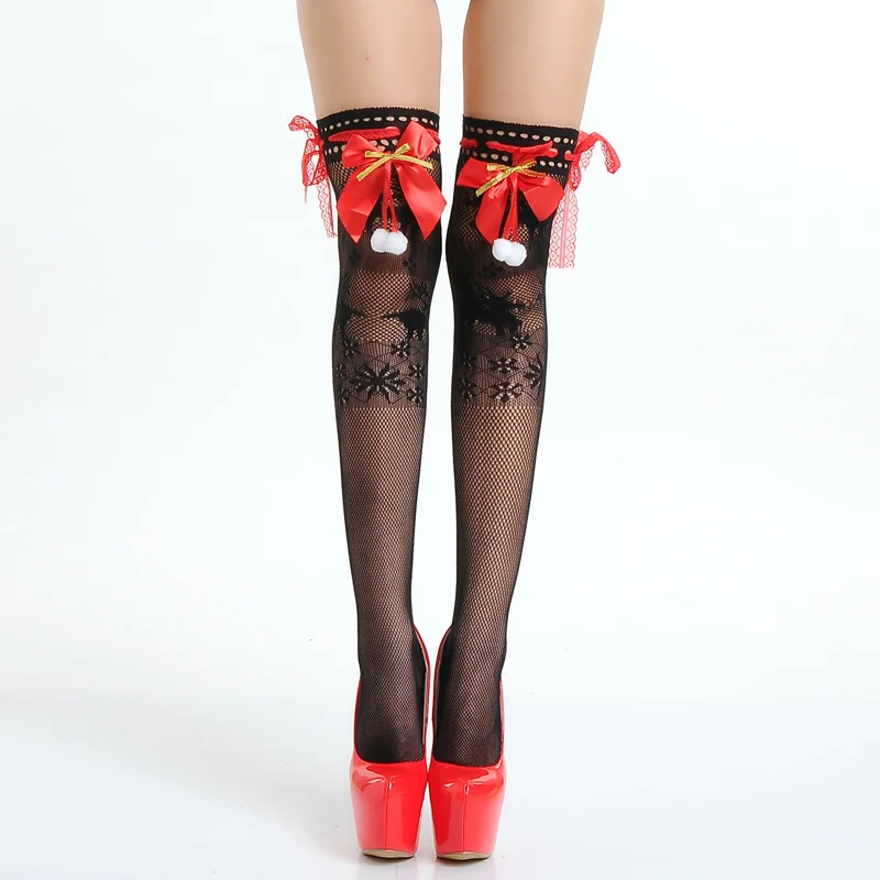 Women S Sheer Thigh High Stockings With Red Bowknot Buy Stockings