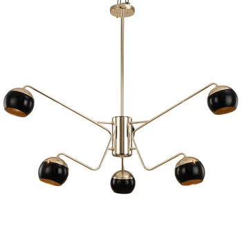 Modern Contemporary Wrought Iron Glass Black Gold Pendant Lamp E12