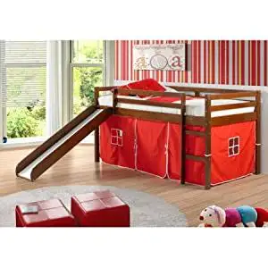 Tent Twin Slat Bed Comes With Slide And Kits Under Tent Twin Slat Bed Comes With Slide And Kits Under Solid Pine Wood Construction Integrated Ladder Durable Wax Finish Product Dimensions
