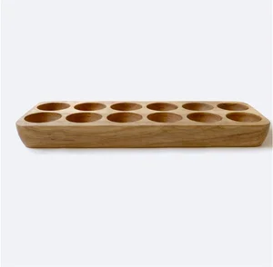 wooden egg crate solid oak tray 12 eggs holder