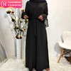 6108# beautiful pray casual simple style islamic arabic clothing girl simple black muslim abaya dresses