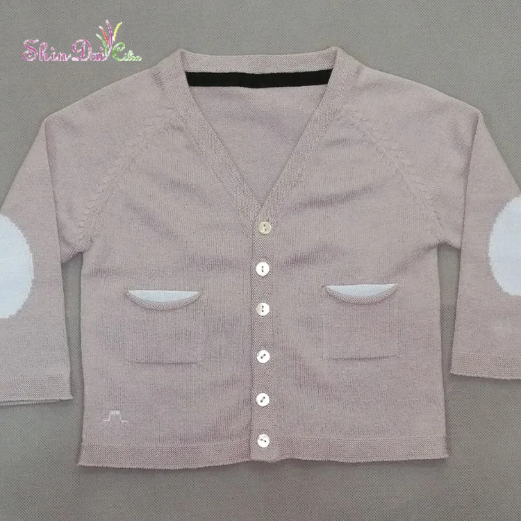 Many years factory knitting baby v neck buttons sweater