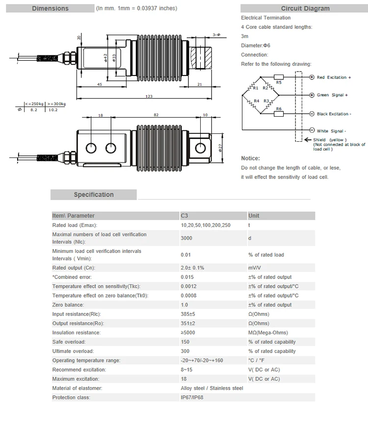 Bwg Load Cell 100kg Highprecision Compression Digital Load Cell High