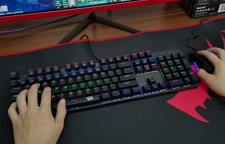 Redragon K208 Mechanical keyboard with Rainbow backlight conflict free 104 keys Wired USB Gaming keyboard