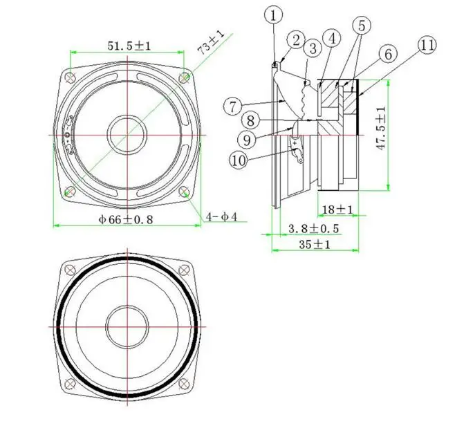 66T-5-R8 66mm 8ohm 5w full frequency smart speaker - ANKUX.COM