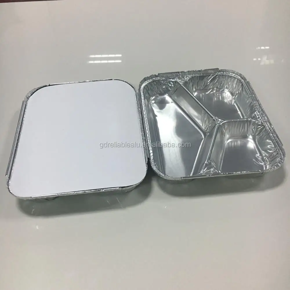 2 Compartment Microwave Safe Takeout Design 1.6lb Capacity Aluminum