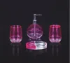 Newest 4 pcs Acrylic Double Colour Transparent Purple Bathroom Set