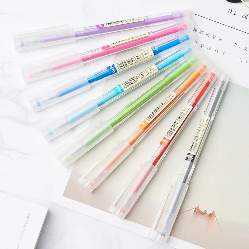 8 Colors/set Gel Pen 0.5mm Transparent Scrub Color Neutral Pen - Buy ...