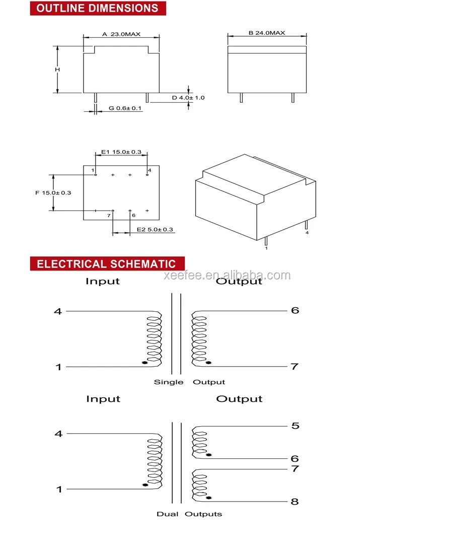 Original Electronic Device Encapsulated Transformers Ee20/6 0.5va