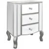 Wholesale Champagne Trim Mirrored Bedside Table 3 Drawers and Crystal Handles